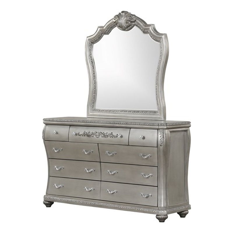 Destiny Traditional Style Designed Mirror Made With Wood in Silver color