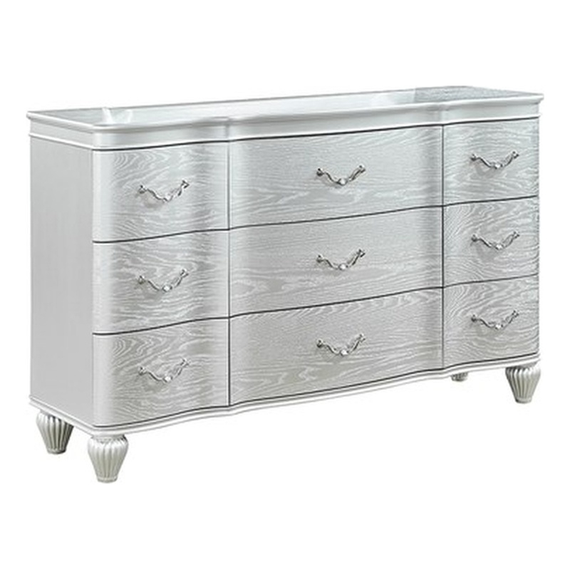 Landmark Traditional Style  9-Drawer Desser Made With Wood in Silver