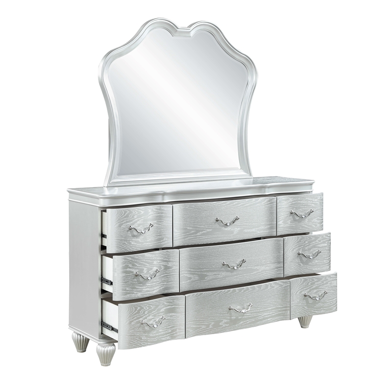 Landmark Traditional Style  9-Drawer Desser Made With Wood in Silver