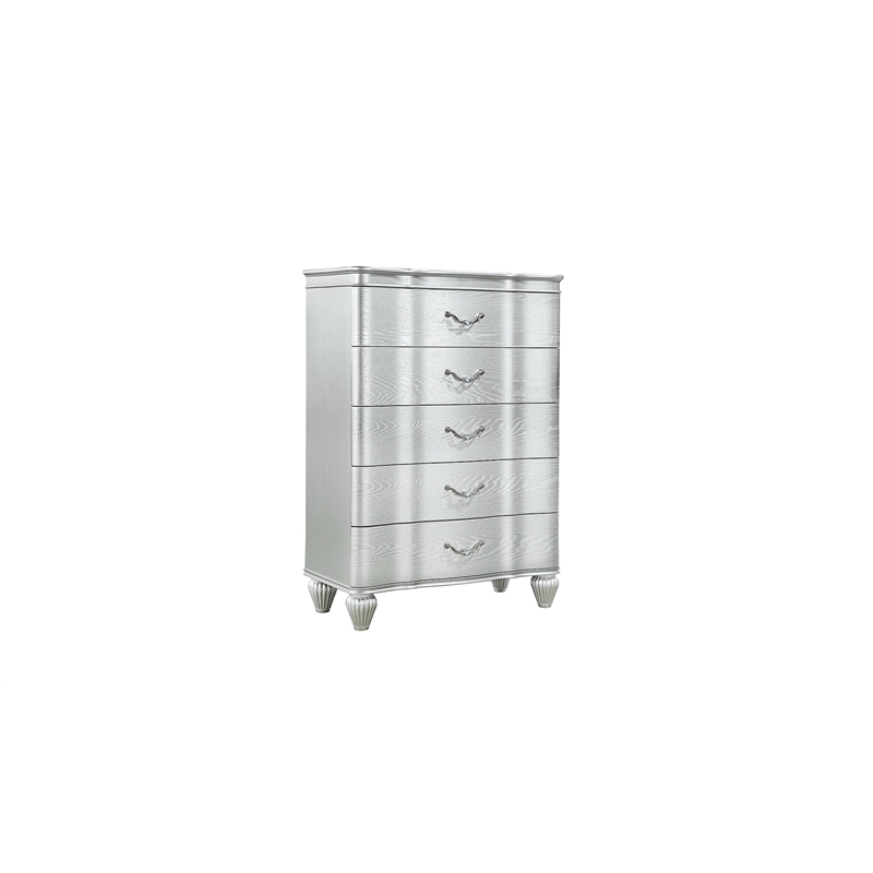 Landmark Traditional Style 5-Drawer Chest Made With Wood in Silver color