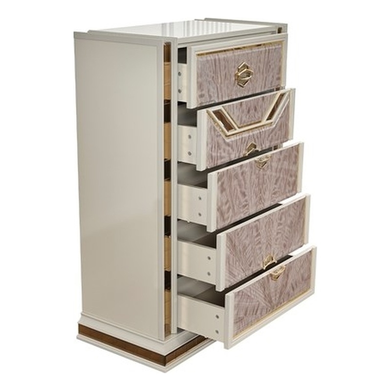 Omary Traditional Style Chest with gold Accent made with Wood in Beige