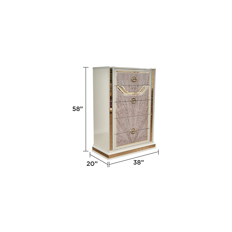 Omary Traditional Style Chest with gold Accent made with Wood in Beige