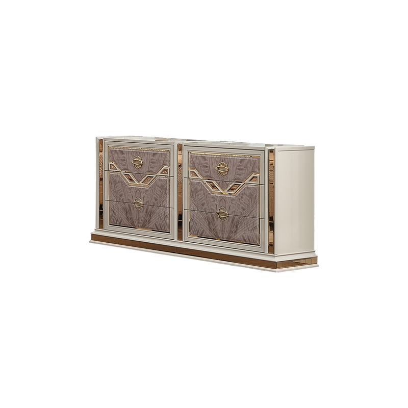 Omary Traditional Style Queen 4Pc Bedroom Set made with Wood in Beige