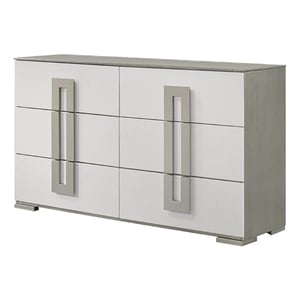 Olivia Contemporary Style Dresser with Metallic Accents Made with wood in White