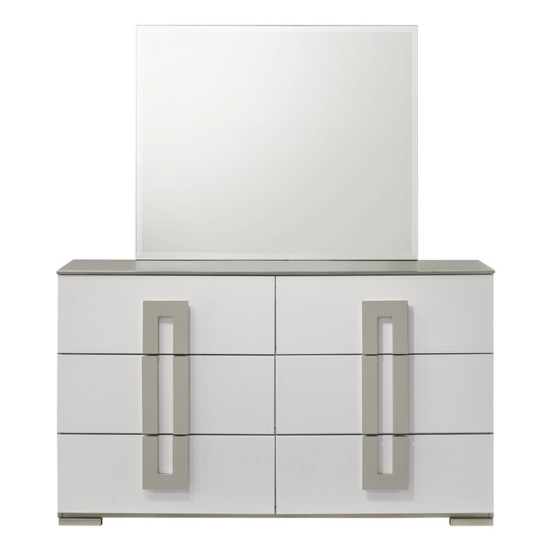Olivia Contemporary Style Dresser with Metallic Accents Made with wood in White