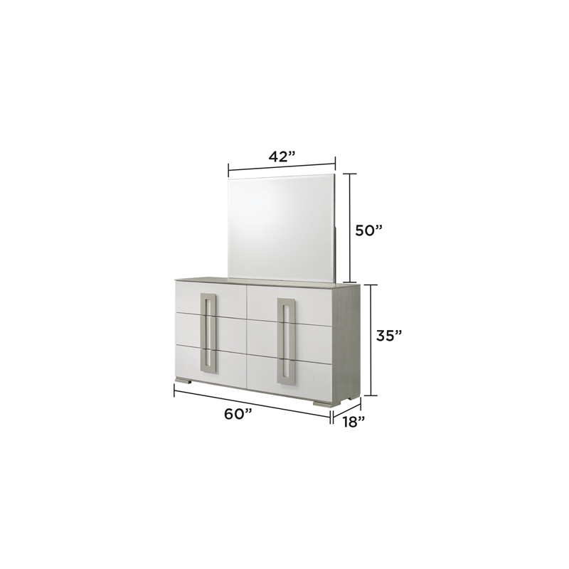 Olivia Contemporary Style Dresser with Metallic Accents Made with wood in White