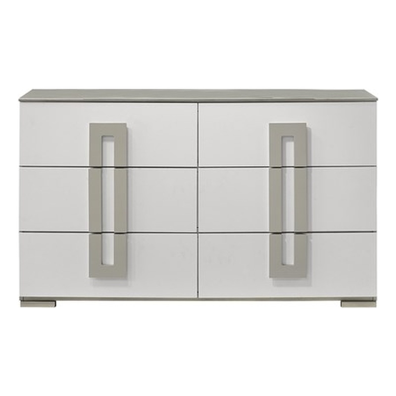 Olivia Contemporary Style Dresser with Metallic Accents Made with wood in White