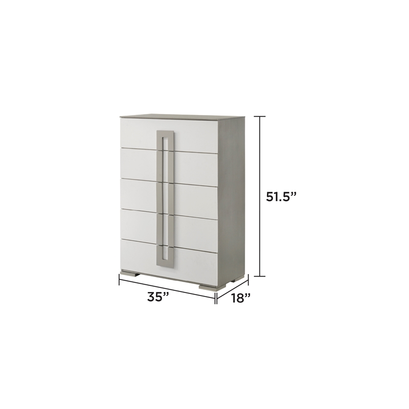 Olivia Contemporary Style Chest with Metallic Accents Made with wood in White