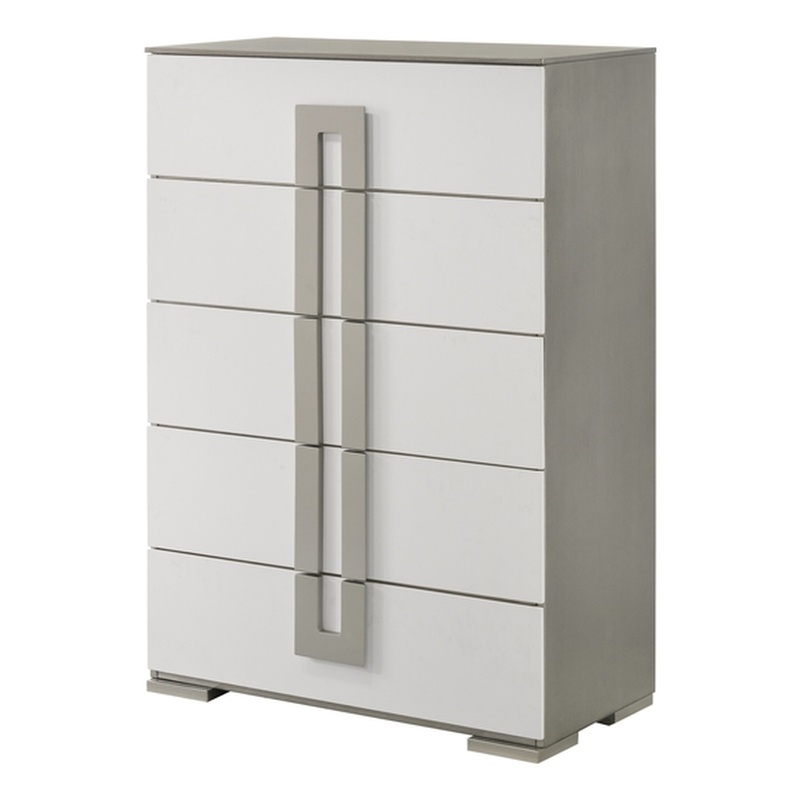 Olivia Contemporary Style Chest with Metallic Accents Made with wood in White
