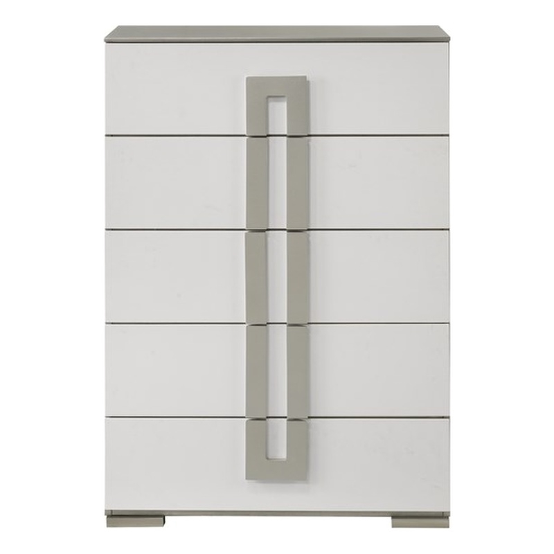 Olivia Contemporary Style Chest with Metallic Accents Made with wood in White