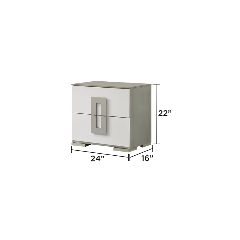 Olivia Contemporary Style Nightstand Made with Metallic Accents & wood in White