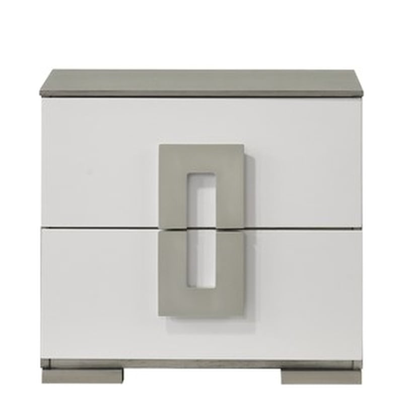Olivia Contemporary Style Nightstand Made with Metallic Accents & wood in White