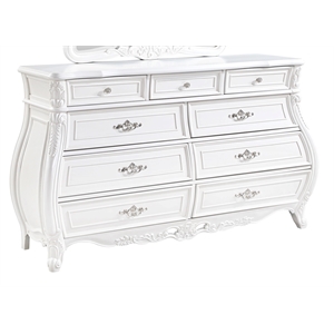 Opulence Traditional Style  9-Drawer Desser Made With Wood in Pearl White