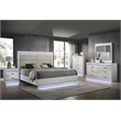 Glam Modern Style Queen Bed with LED headboard Made With Wood in White Color