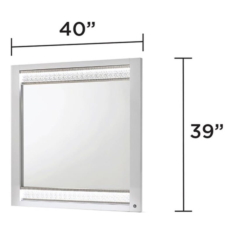 Glam Modern Style Mirror Made With Wood & & inbuilt LED in White Color