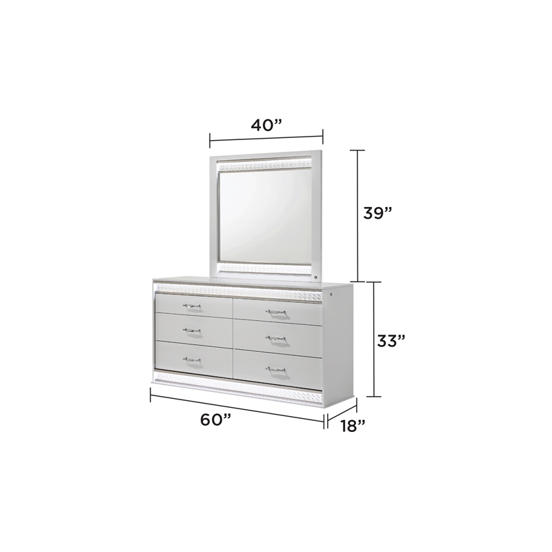 glam modern style mirror made with wood & & inbuilt led in white color