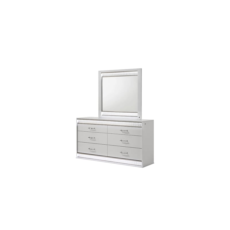 glam modern style mirror made with wood & & inbuilt led in white color