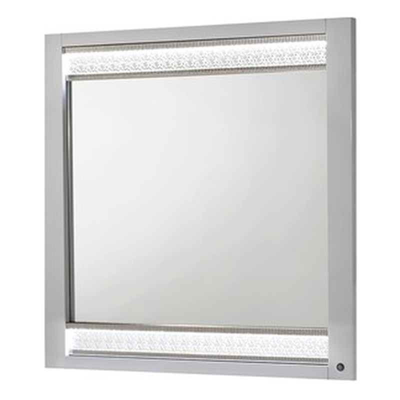 glam modern style mirror made with wood & & inbuilt led in white color
