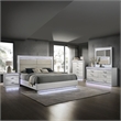 Glam Modern Style Upholstered LED Queen 5PC Bedroom Set Made With Wood in White