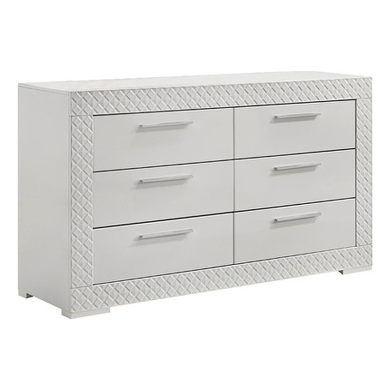 Blanca Modern Style 6-Drawer Dresser Made With Wood in White color