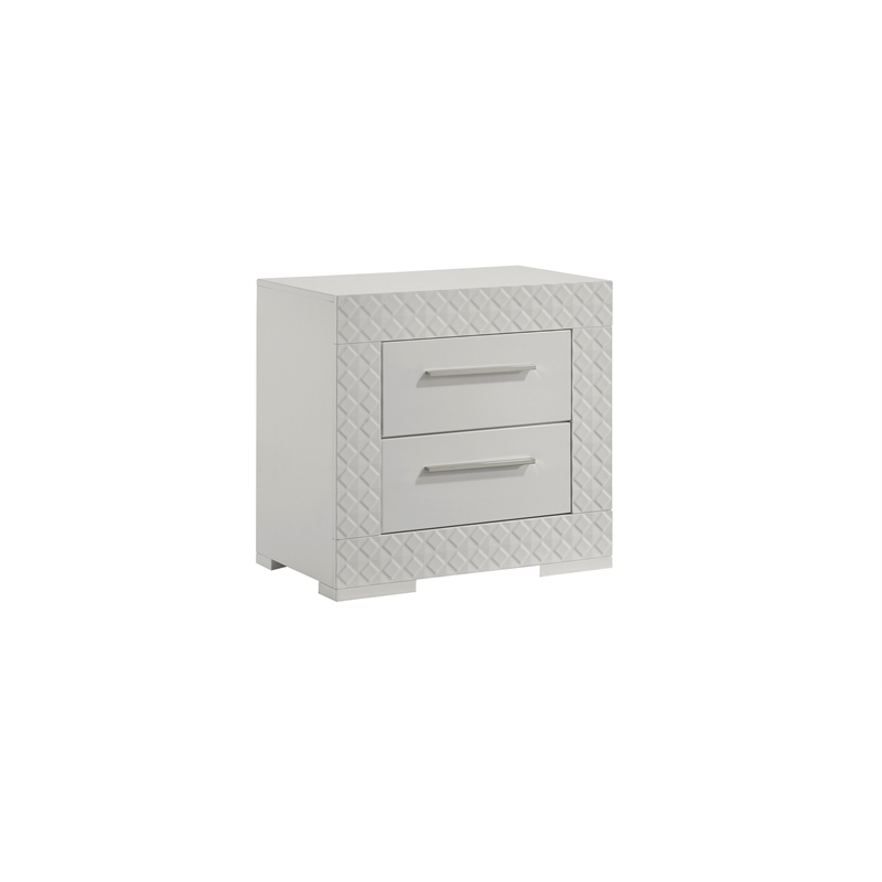 Blanca Modern Style LED Queen 4PC Bedroom Set Made With Wood in White