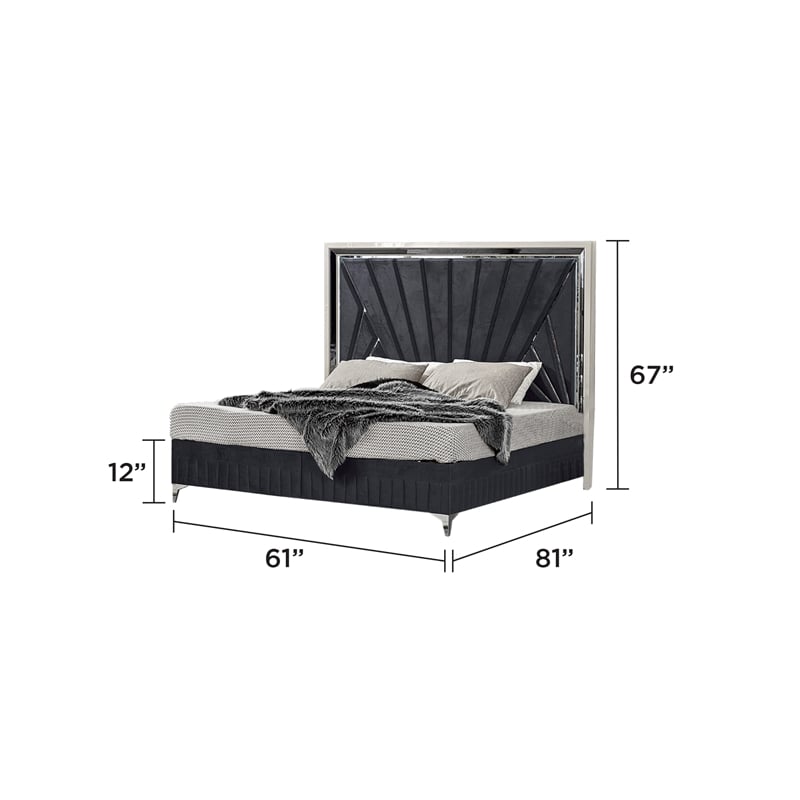 Lavita Contemporary Style Queen Size  Bed made with Wood in Black & Gold