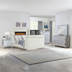Lavish Modern Style 5 Pc King Bedroom Set Made with Wood in Beige