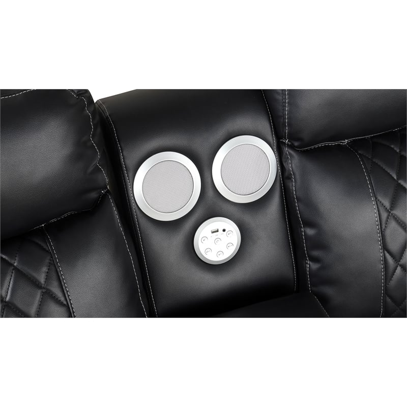 Lacrose Modern Style Power Recliner Sectional made with wood and metal in Black