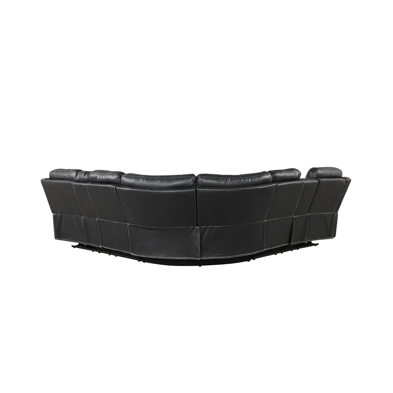 Lacrose Modern Style Power Recliner Sectional made with wood and metal in Black