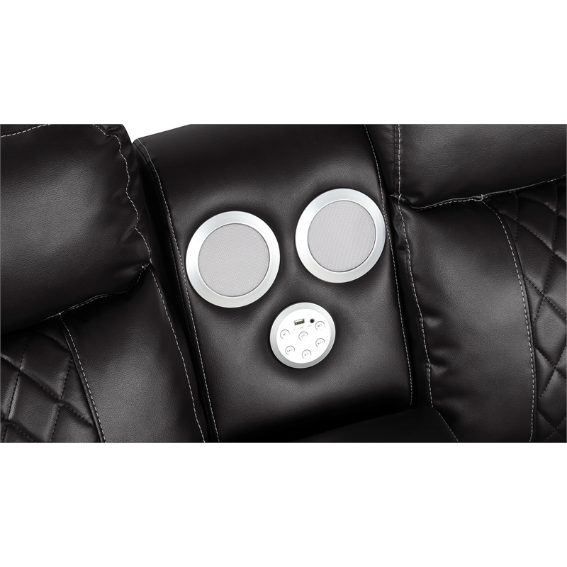 Lacrose Modern Style Power Recliner Sectional made with wood and metal in Gray