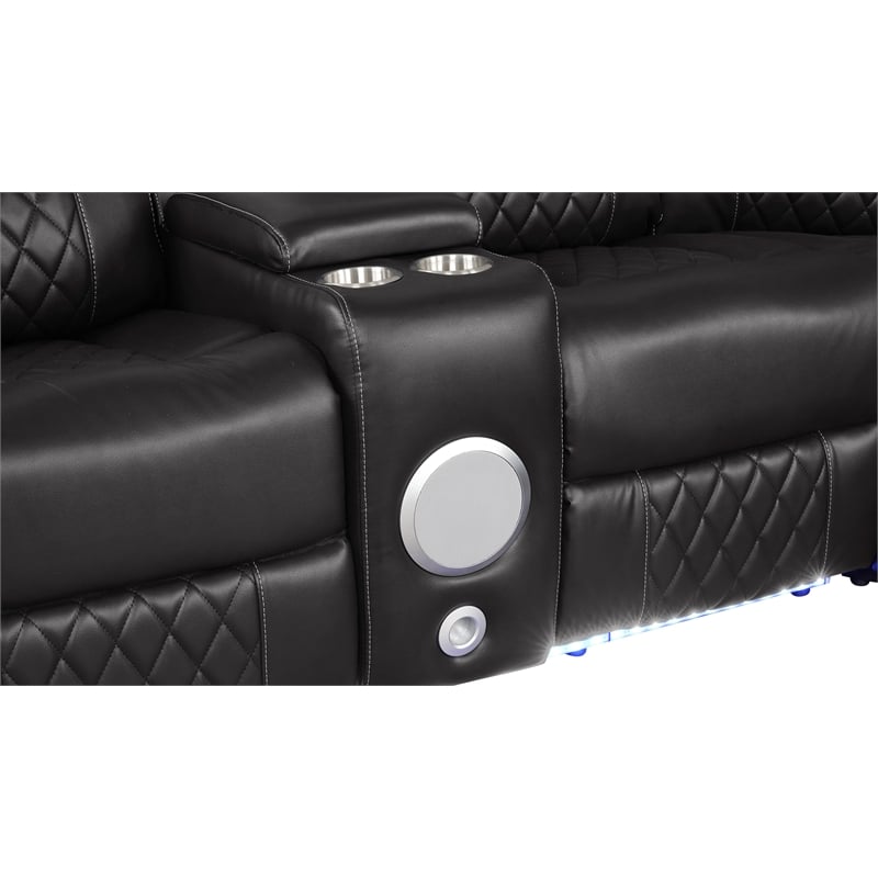 Lacrose Modern Style Power Recliner Sectional made with wood and metal in Gray