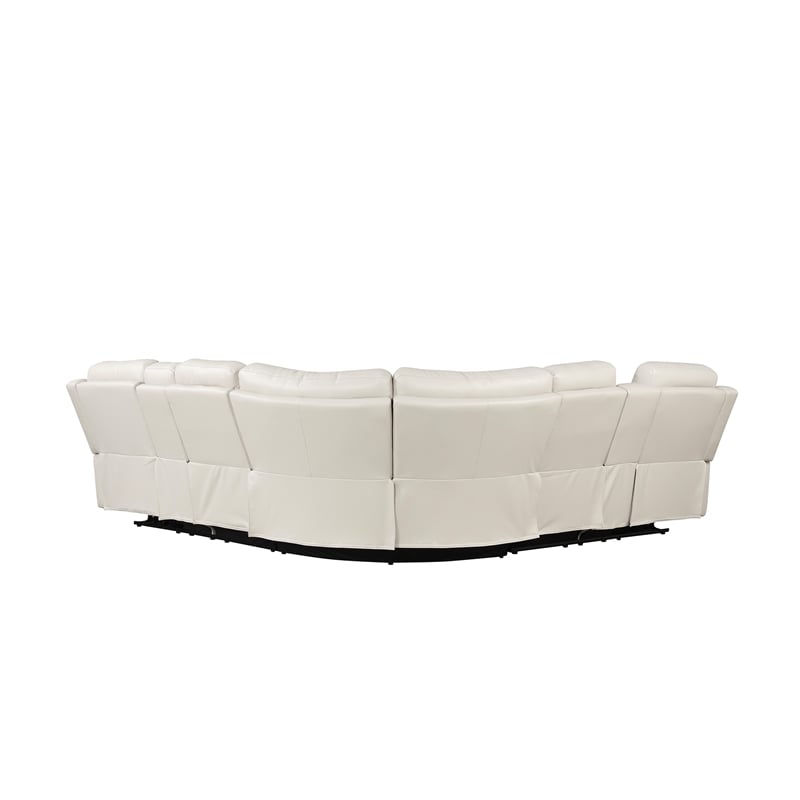 Lacrose Modern Style Power Recliner Sectional made with wood and metal in Beige