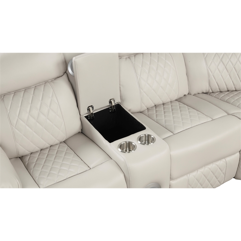 Lacrose Modern Style Power Recliner Sectional made with wood and metal in Beige