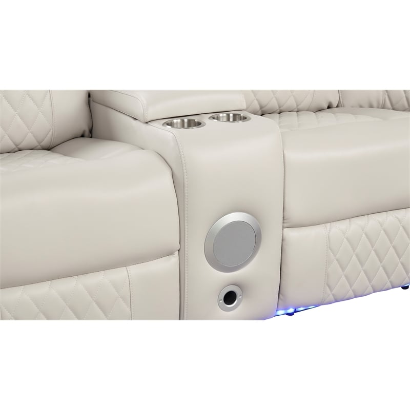Lacrose Modern Style Power Recliner Sectional made with wood and metal in Beige