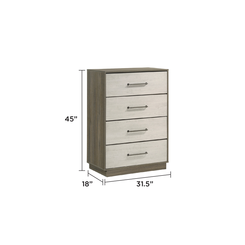 Gem Modern Style two tone 4-Drawer Chest Made with wood in light Beige & Brown