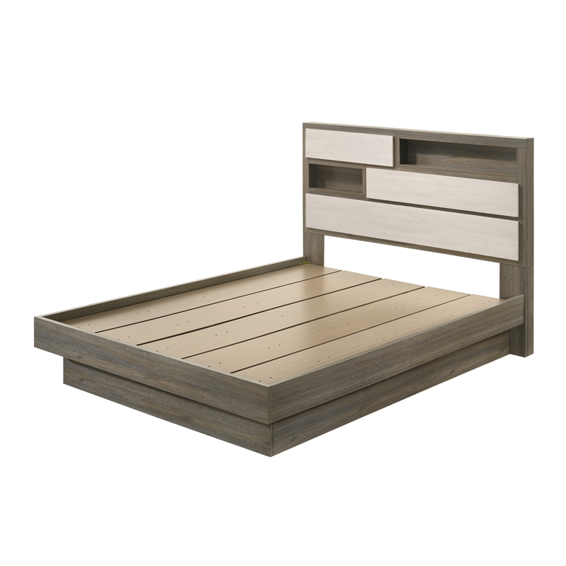 Gem Modern Style Queen 4PC Bedroom Set Made with wood in light Beige & Brown