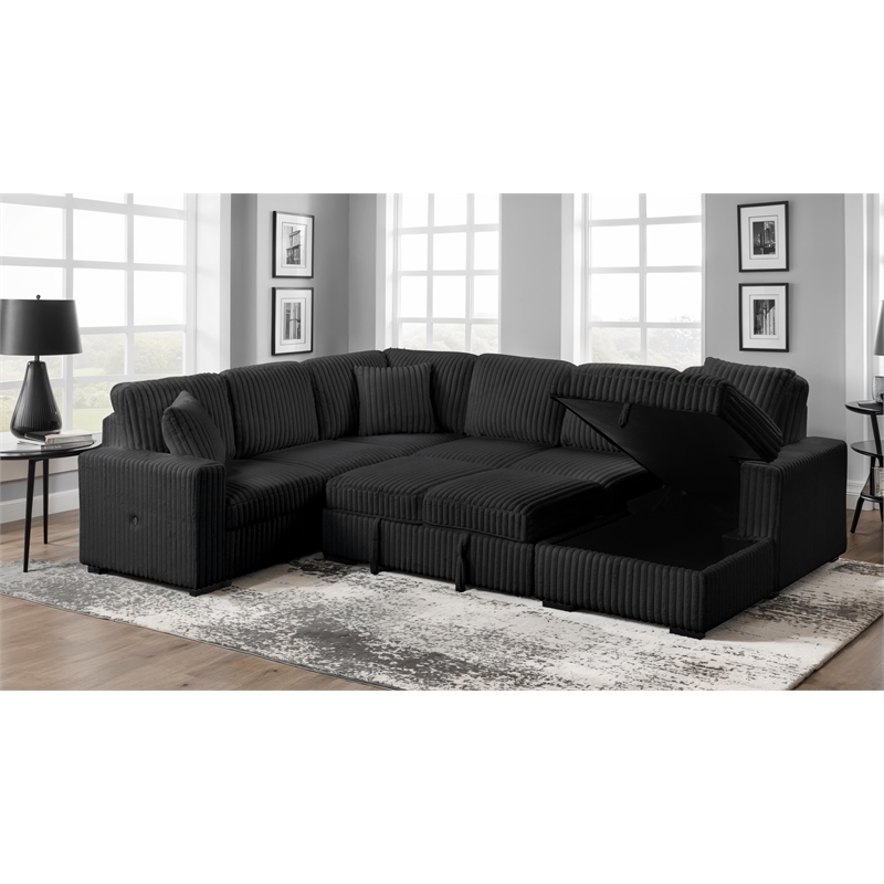 Grande Modern Style Sectional Sofa Made with wood in Black