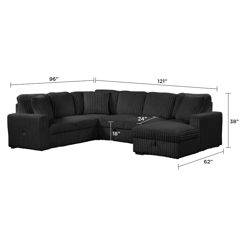 Grande Modern Style Sectional Sofa Made with wood in Black