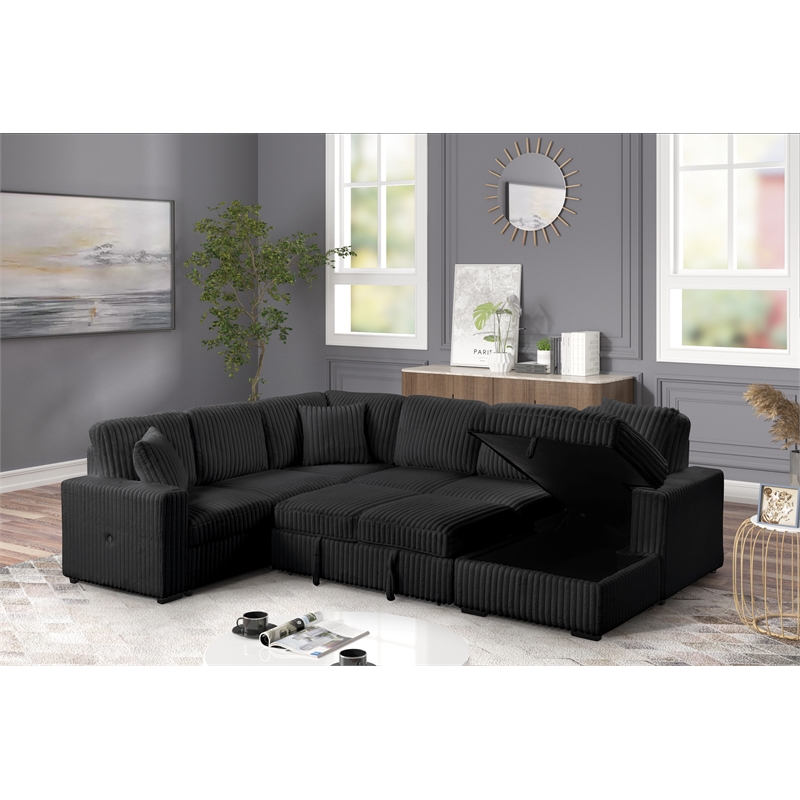 Grande Modern Style Sectional Sofa Made with wood in Black