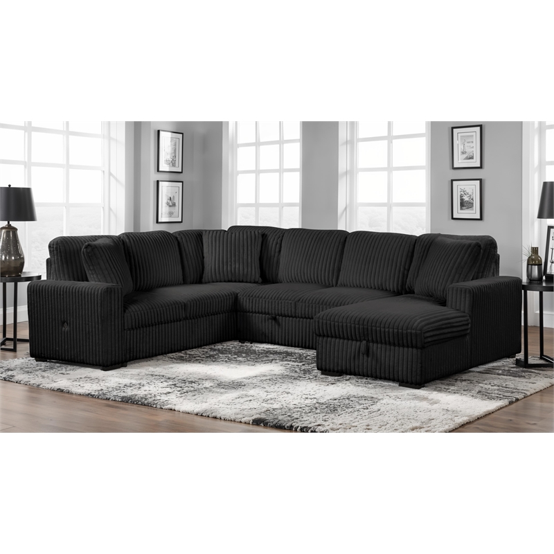 Grande Modern Style Sectional Sofa Made with wood in Black