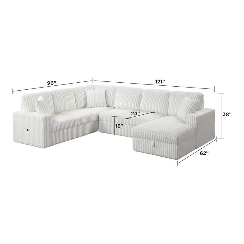 Grande Modern Style Sectional Sofa Made with wood in Cream
