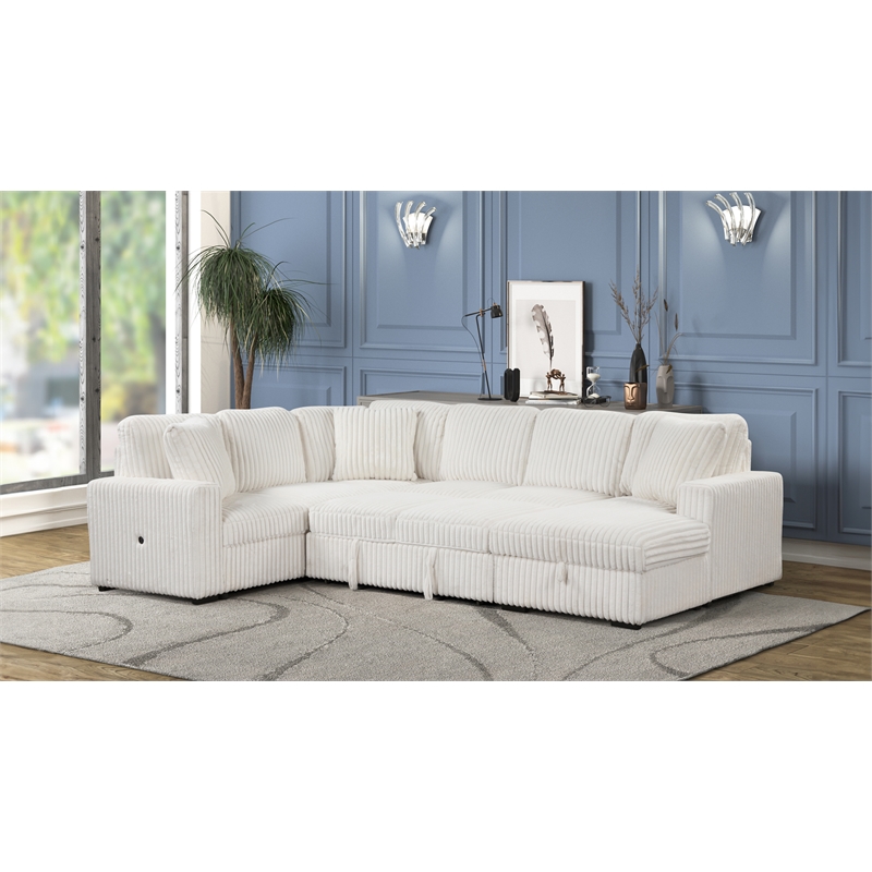 Grande Modern Style Sectional Sofa Made with wood in Cream