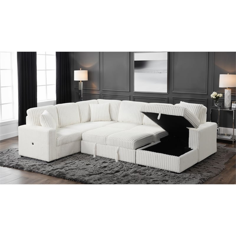 Grande Modern Style Sectional Sofa Made with wood in Cream