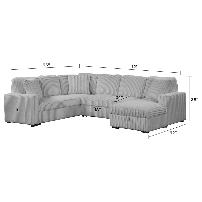 Grande Modern Style Sectional Sofa Made with wood in Gray