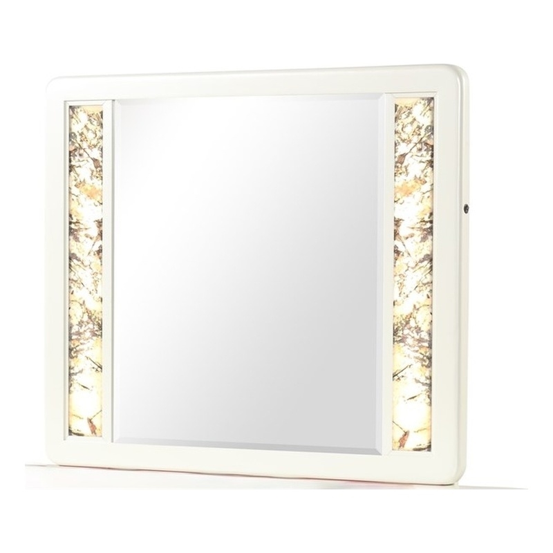 La Pierre Contemporary Style Mirror Made With Wood in Beige