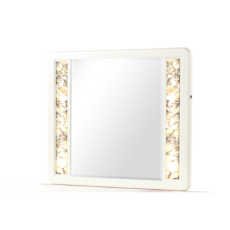 La Pierre Contemporary Style Mirror Made With Wood in Beige