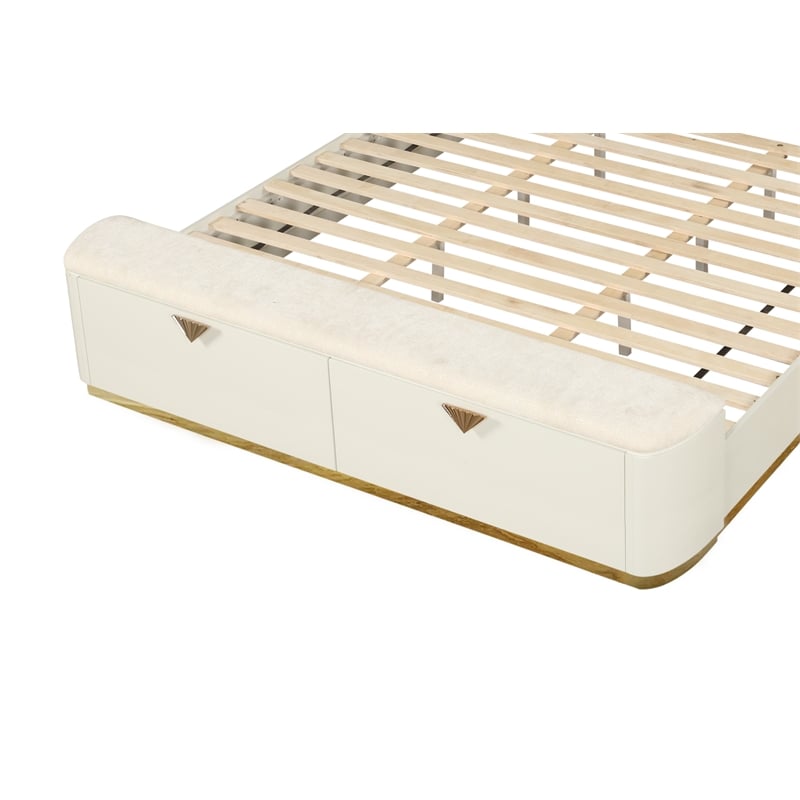 La Pierre Contemporary Style Queen Size bed made with Wood in Beige