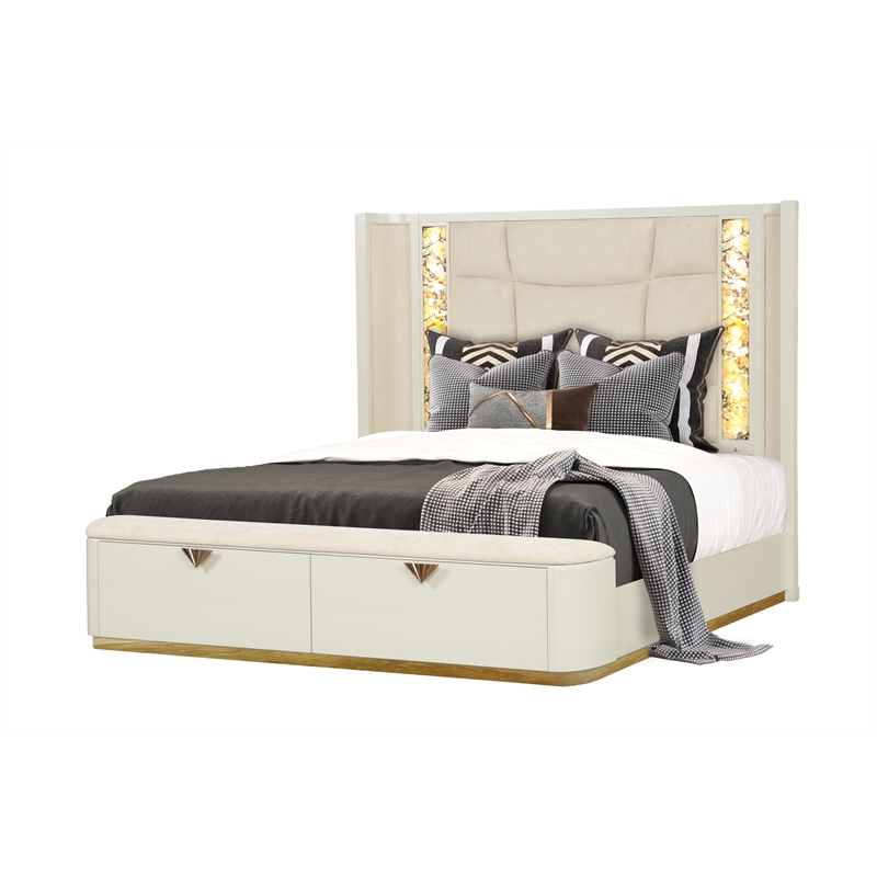 La Pierre Contemporary Style Queen 5PC Bedroom Set made with Wood in Beige