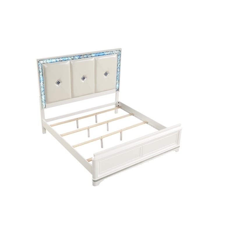 Laguna Modern Style King Size Bed made with Wood in White