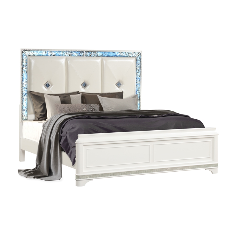 Laguna Modern Style King Size Bed made with Wood in White